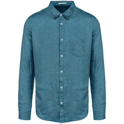 It Fits Approach - Heren Fitted Overhemd - Linnen - Balkan Blue