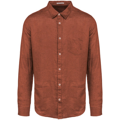 It Fits Approach - Men's Fitted Shirt - Linen - Deep Terracotta