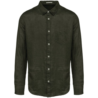 It Fits Approach - Chemise ajustée pour homme - Lin - Vert kaki