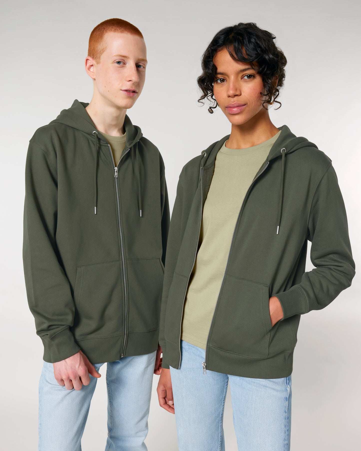 Fits Hammer - Unisex Regular Fit Zip Hoodie - Heavyweight - Khaki