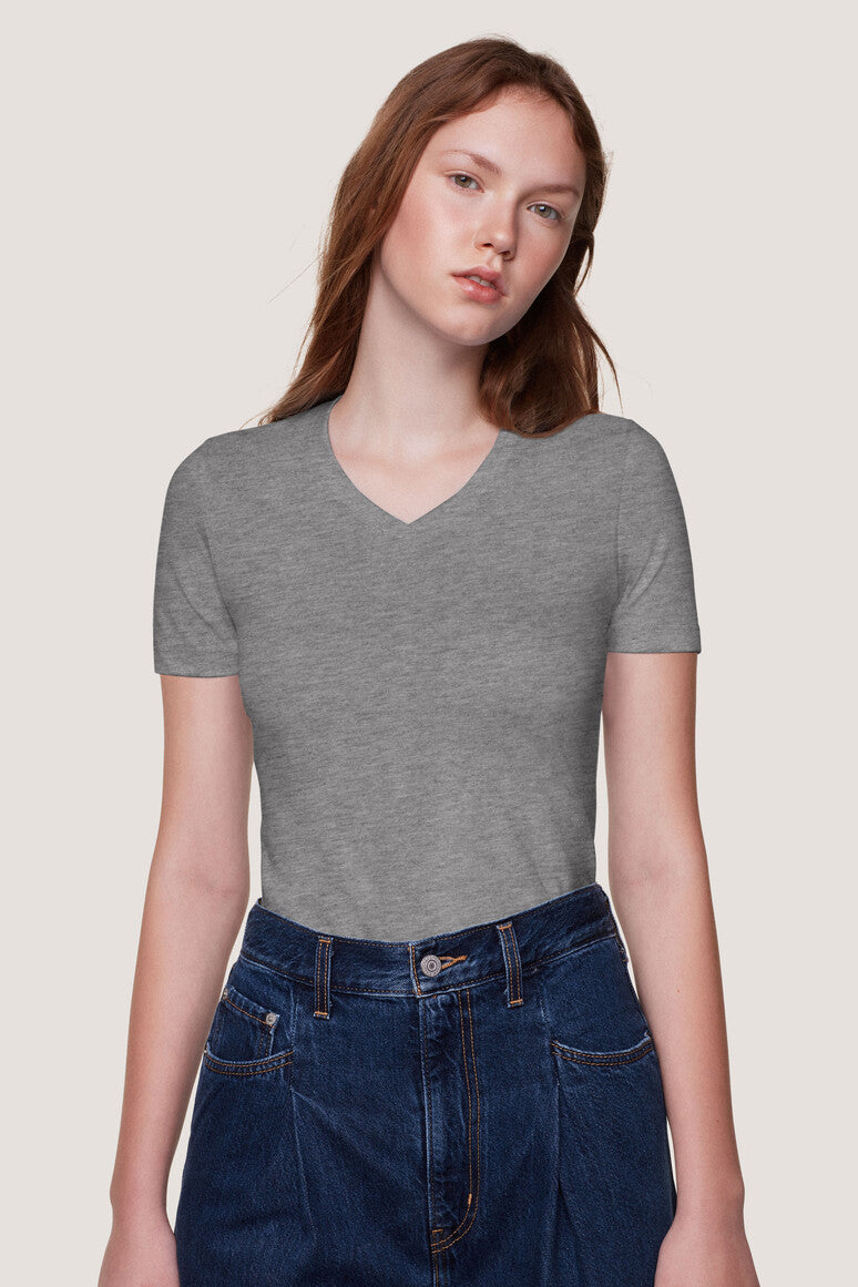 Hakro - Women's Regular Fit V-Shirt - Heather Grey