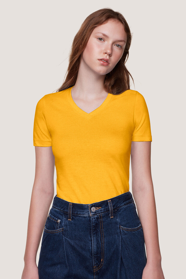 Hakro - Dames Regular Fit V-Shirt - Sun Yellow