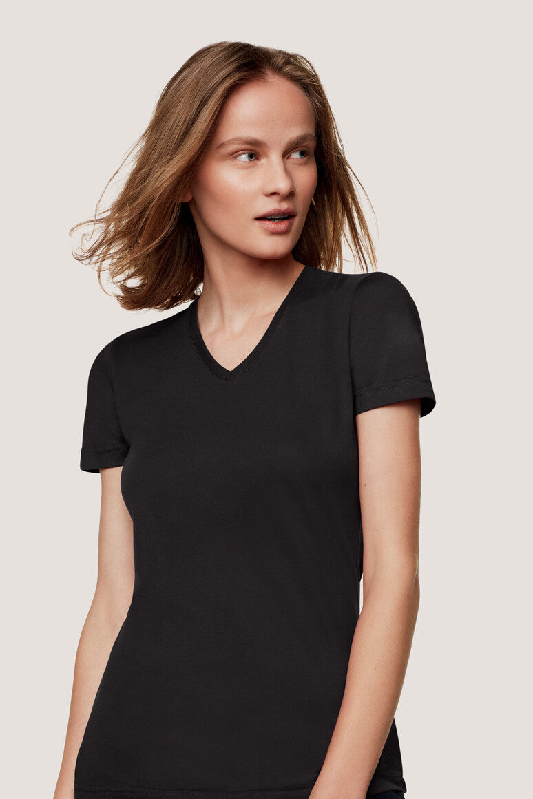 Hakro - Ladies Regular Fit V-Shirt - Mikralinar - Black