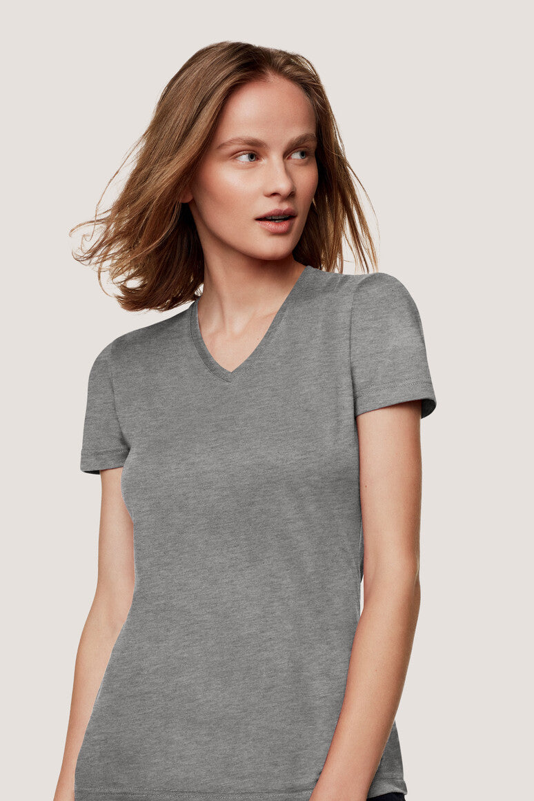 Hakro - Dames Regular Fit V-Shirt - Mikralinar - Heather Grey