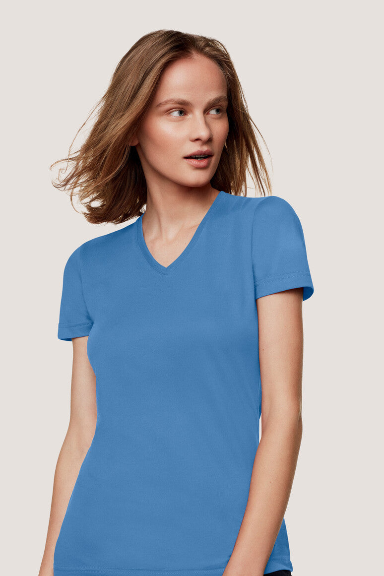 Hakro - Ladies Regular Fit V-Shirt - Mikralinar - Malibu Blue