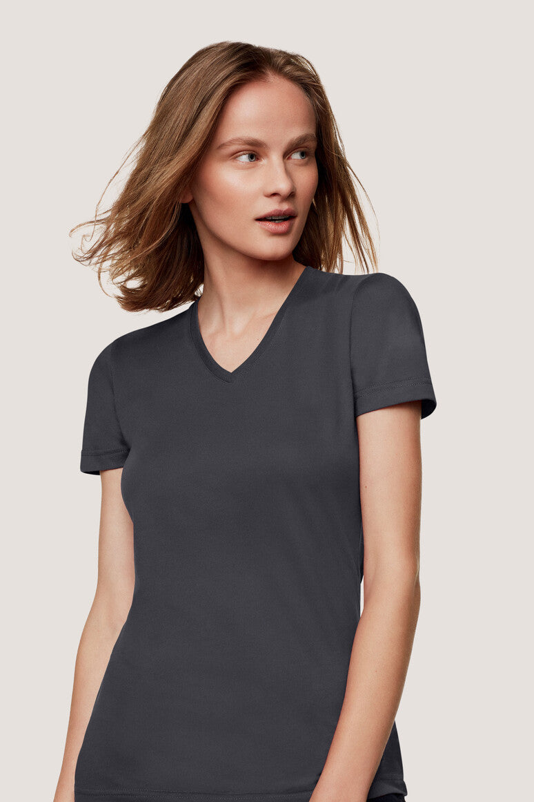 Hakro - Dames Regular Fit V-Shirt - Mikralinar - Carbon Grey