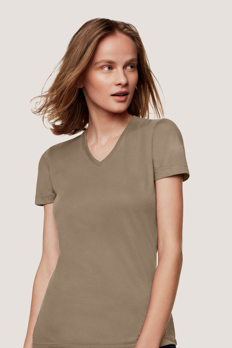 Hakro - Ladies Regular Fit V-Shirt - Mikralinar - Khaki