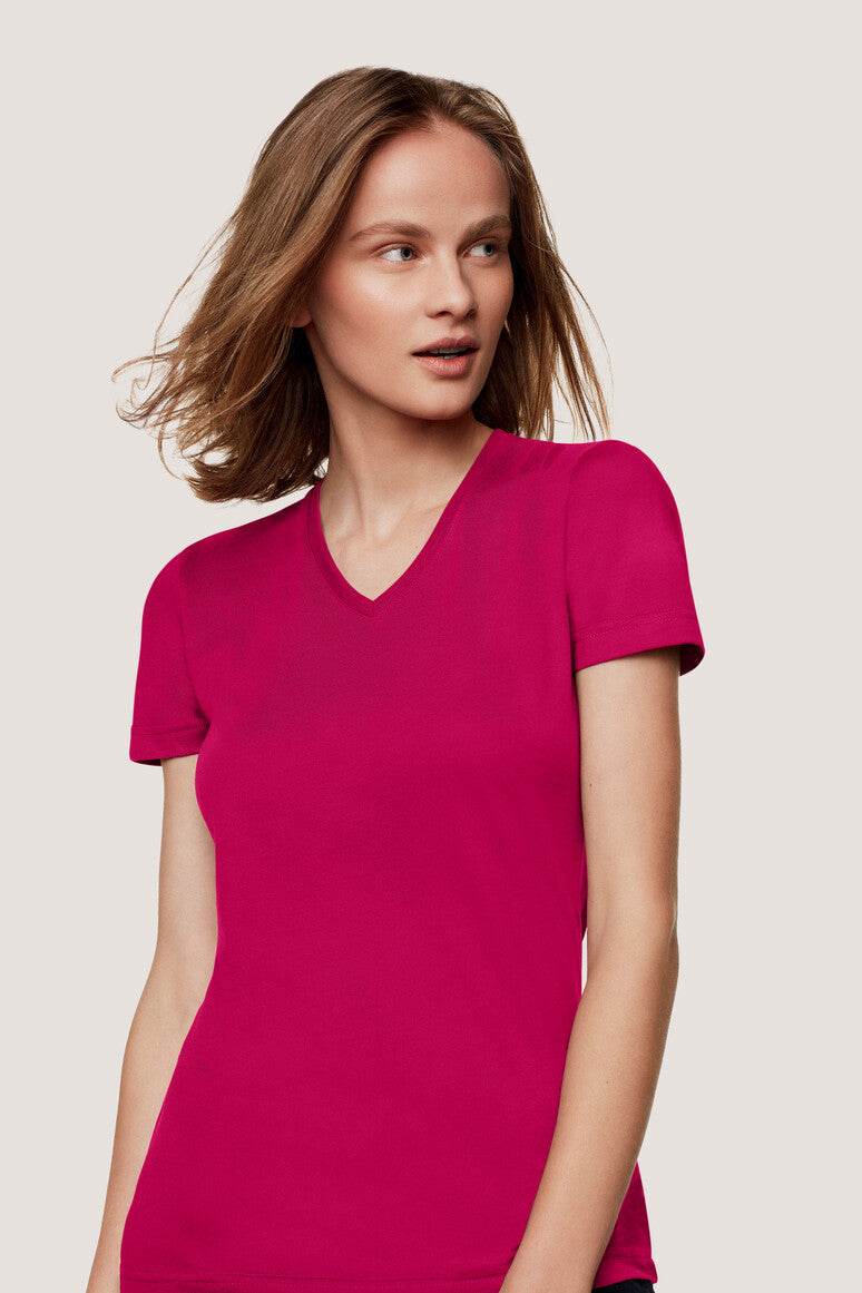 Hakro - Dames Regular Fit V-Shirt - Mikralinar - Magenta