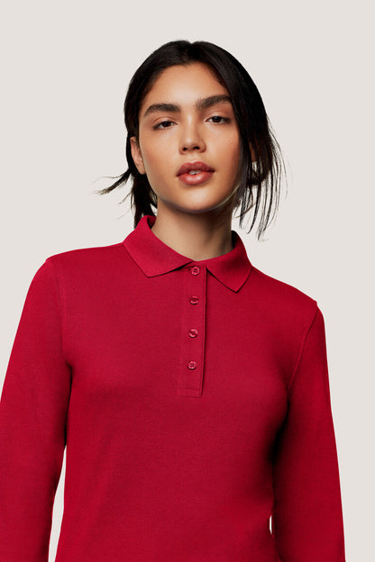 Hakro - Dames Regular Fit Longsleeve Polo - Mikralinar - Red