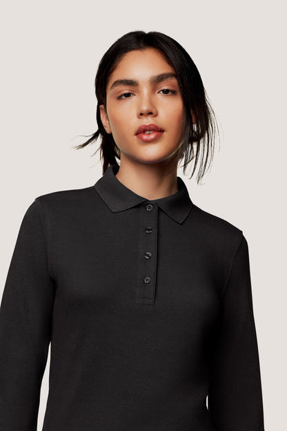 Hakro - Dames Regular Fit Longsleeve Polo - Mikralinar - Black