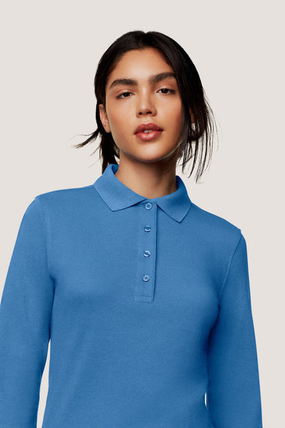 Hakro - Dames Regular Fit Longsleeve Polo - Mikralinar - Malibu Blue