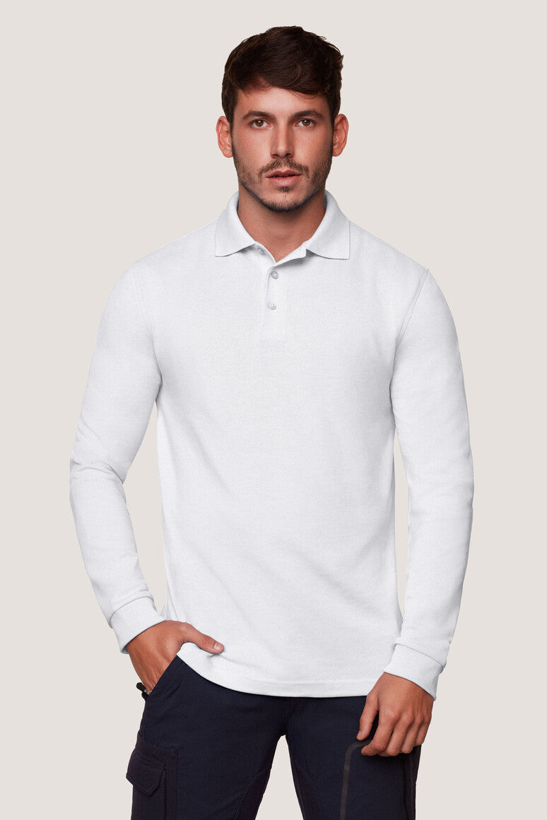 Hakro - Unisex Comfort Fit Longsleeve Polo - Mikralinar - White