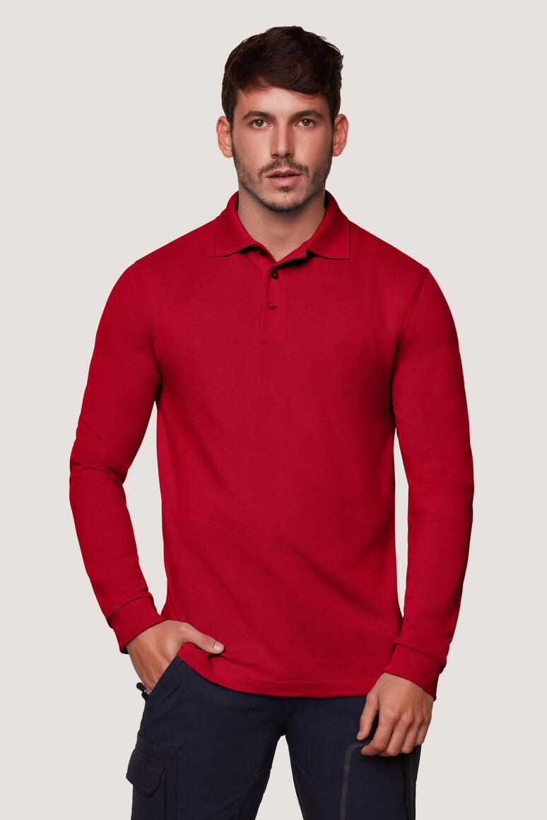 Hakro - Polo à manches longues Comfort Fit pour hommes - Mikralinar - Rouge