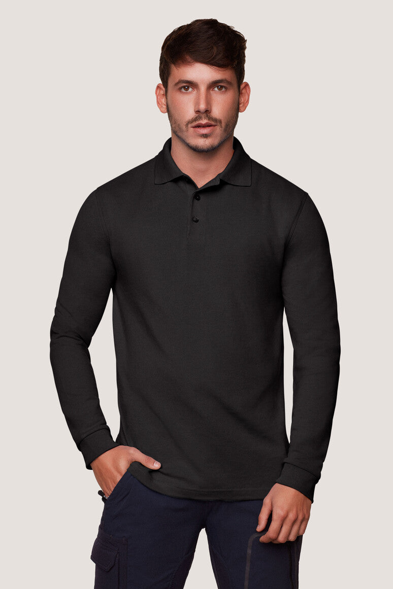 Hakro - Polo à manches longues Comfort Fit pour hommes - Mikralinar - Noir