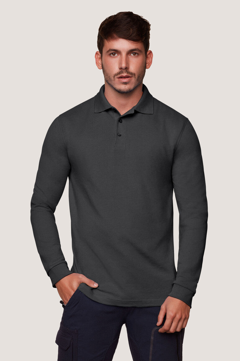 Hakro - Polo à manches longues Comfort Fit pour hommes - Mikralinar - Anthracite