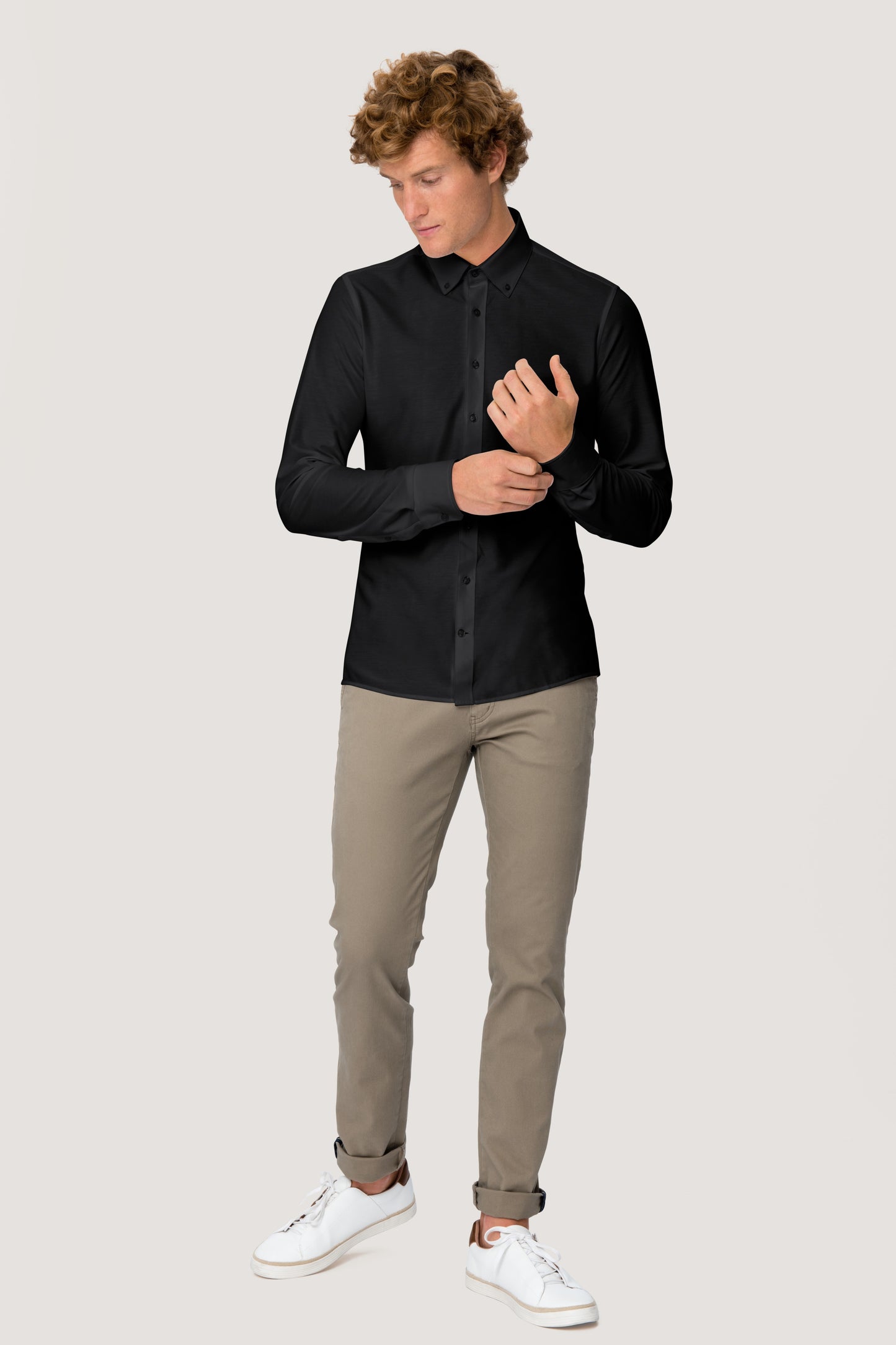 Hakro - Heren Stretch Overhemd Regular Fit